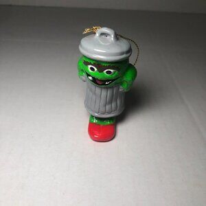 Vintage Sesame Street Oscar the Grouch Ski Jumping Trash Can Christmas Ornament